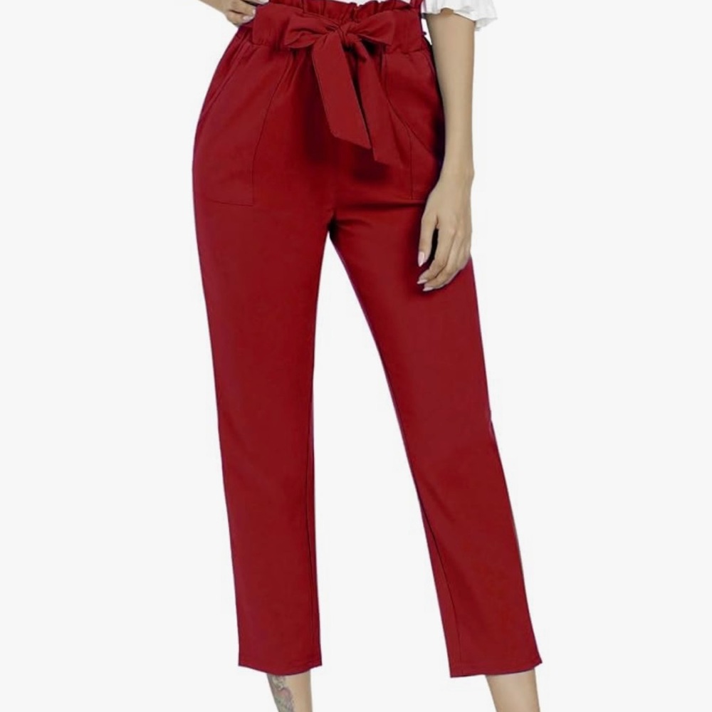 Red Tie Waist Pants